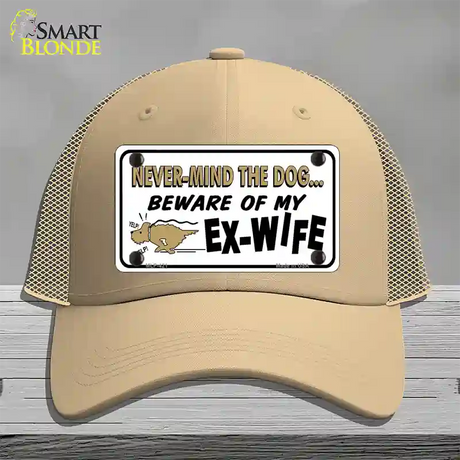 Beware Of My Ex-Wife Novelty License Plate Hat Mesh / Khaki