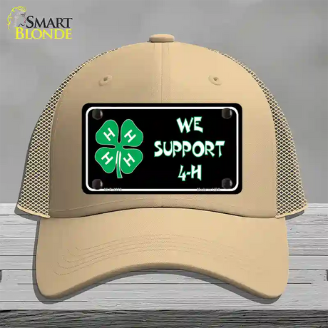 We Support 4-H Novelty License Plate Hat Mesh / Khaki