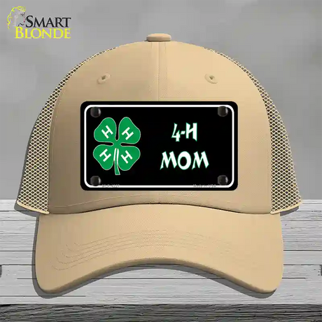 4-H Mom Novelty License Plate Hat Mesh / Khaki