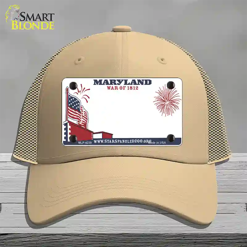 Maryland State Novelty License Plate Hat Mesh / Khaki