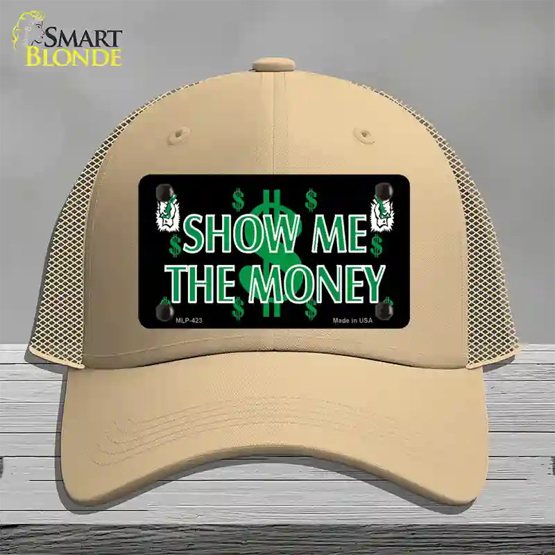 Show Me The Money Novelty License Plate Hat Mesh / Khaki