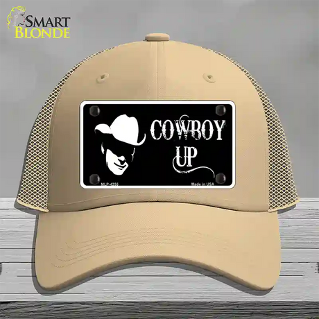 Cowboy Up License Novelty License Plate Hat Mesh / Khaki