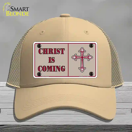 Christ Is Coming Novelty License Plate Hat Mesh / Khaki