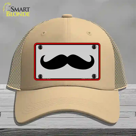 Mustache Novelty License Plate Hat Mesh / Khaki