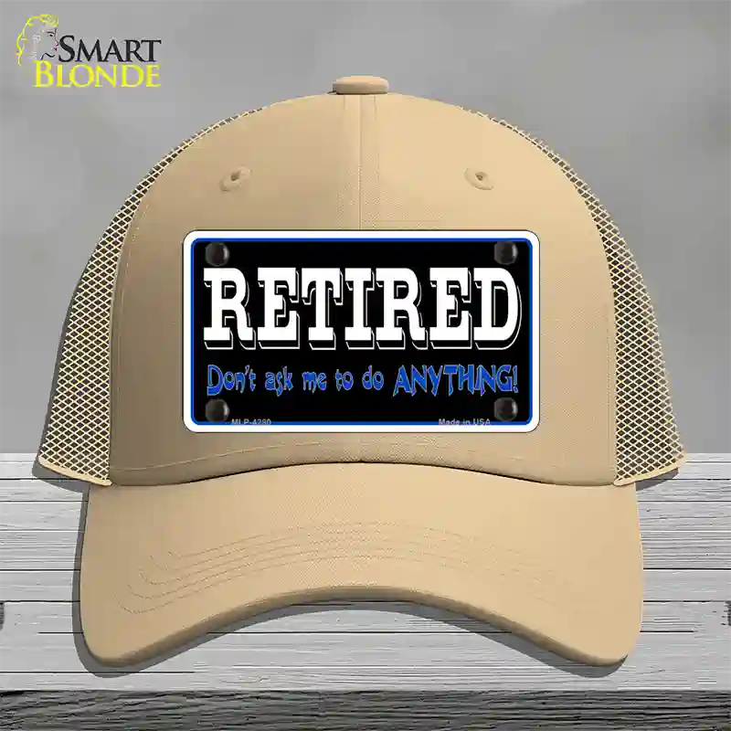 Retired Dont Ask Novelty License Plate Hat Mesh / Khaki