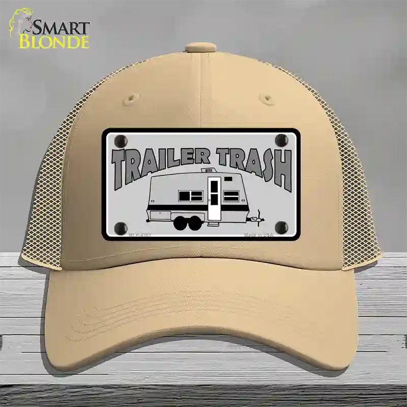 Trailer Trash Novelty License Plate Hat Mesh / Khaki