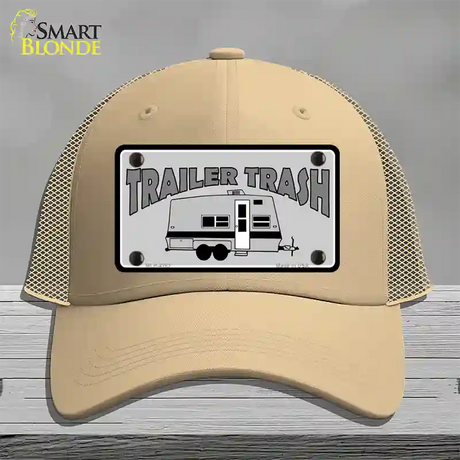 Trailer Trash Novelty License Plate Hat Mesh / Khaki