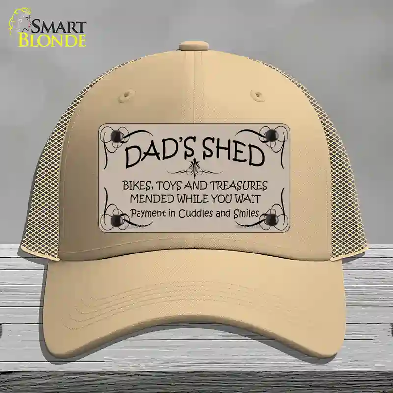 Dads Shed Novelty License Plate Hat Mesh / Khaki