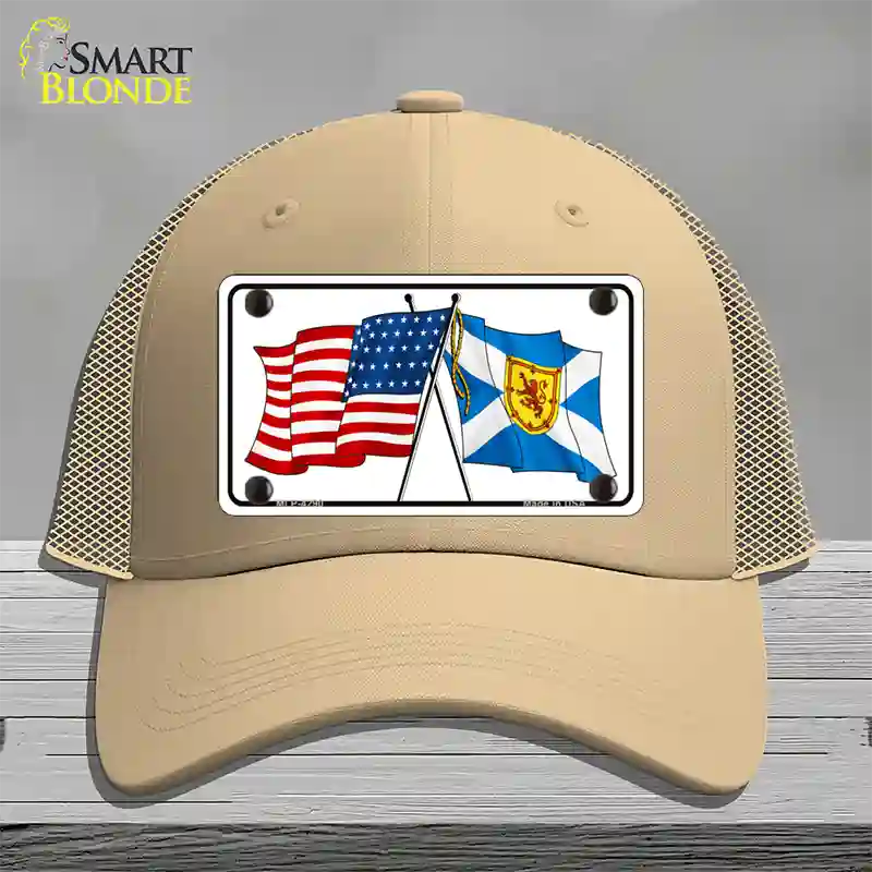 United States Scotland Crossed Flags Novelty License Plate Hat Sign Mesh / Khaki