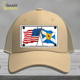 United States Scotland Crossed Flags Novelty License Plate Hat Sign Mesh / Khaki