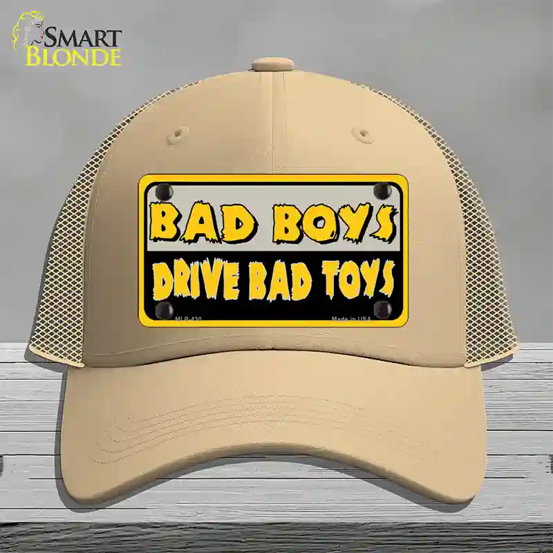 Bad Boys Drive Bad Toys Novelty License Plate Hat Mesh / Khaki