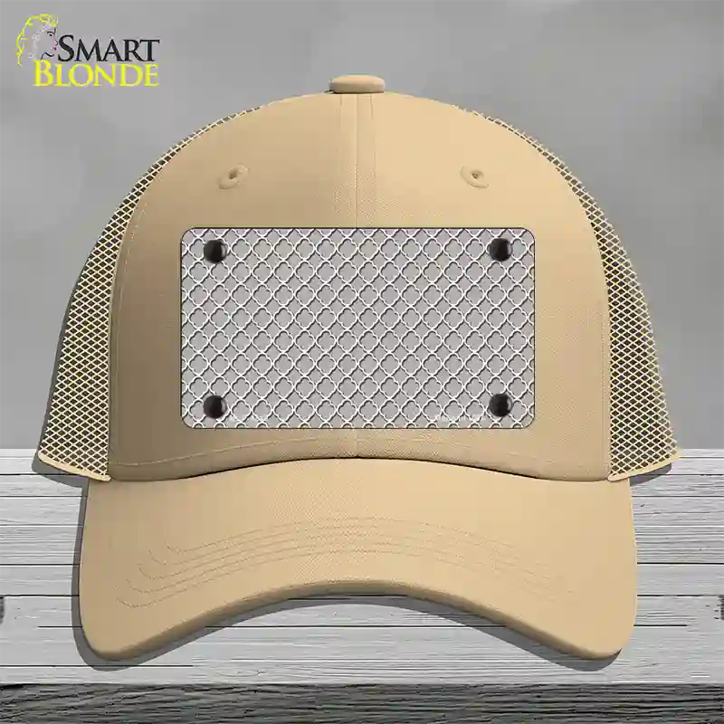 Grey White Quatrefoil Novelty License Plate Hat Mesh / Khaki
