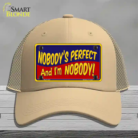 Nobodys Perfect Novelty License Plate Hat Mesh / Khaki