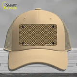 Brown White Quatrefoil Novelty License Plate Hat Mesh / Khaki