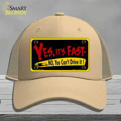 Yes Its Fast Novelty License Plate Hat Mesh / Khaki