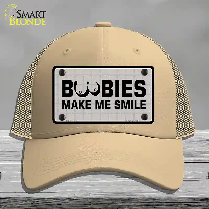 Boobies Make Me Smile Novelty License Plate Hat Mesh / Khaki