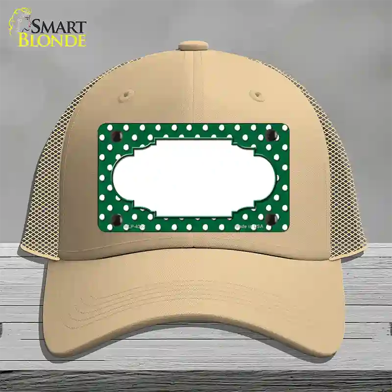 Scallop Green White Polka Dot Novelty License Plate Hat Mesh / Khaki