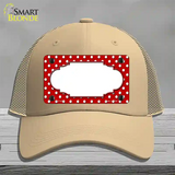 Scallop Red White Polka Dot Novelty License Plate Hat Mesh / Khaki