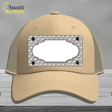 Scallop Grey White Polka Dot Novelty License Plate Hat Mesh / Khaki