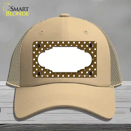 Scallop Brown White Polka Dot Novelty License Plate Hat Mesh / Khaki