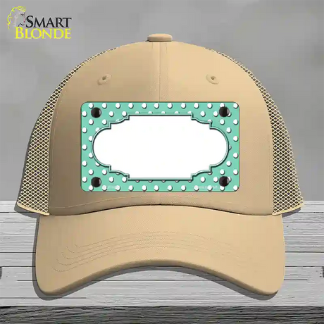 Scallop Mint White Polka Dot Novelty License Plate Hat Mesh / Khaki