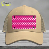 Pink Polka Dot Novelty License Plate Hat Mesh / Khaki