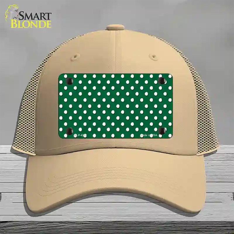 Green Polka Dot Novelty License Plate Hat Mesh / Khaki