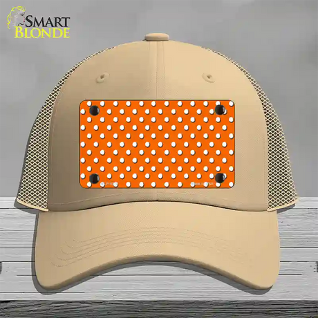 Orange Polka Dot Novelty License Plate Hat Mesh / Khaki