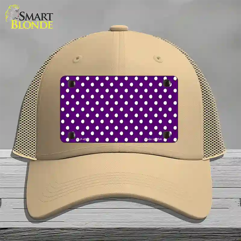 Purple Polka Dot Novelty License Plate Hat Mesh / Khaki