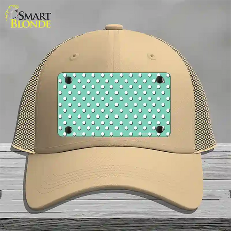Mint Polka Dot Novelty License Plate Hat Mesh / Khaki