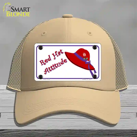 Red Hat Attitude Novelty License Plate Hat Mesh / Khaki