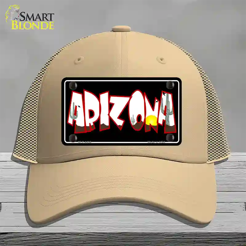 Arizona Black Novelty License Plate Hat Mesh / Khaki