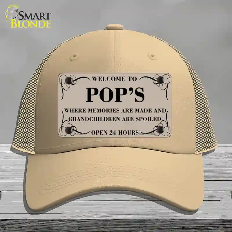 Welcome To Pops Novelty License Plate Hat Mesh / Khaki