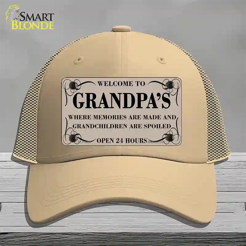 Welcome To Grandpas Novelty License Plate Hat Mesh / Khaki