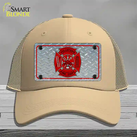 Volunteer Fire Dept Novelty License Plate Hat Mesh / Khaki