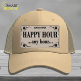 Happy Hour Any Hour Novelty License Plate Hat Mesh / Khaki