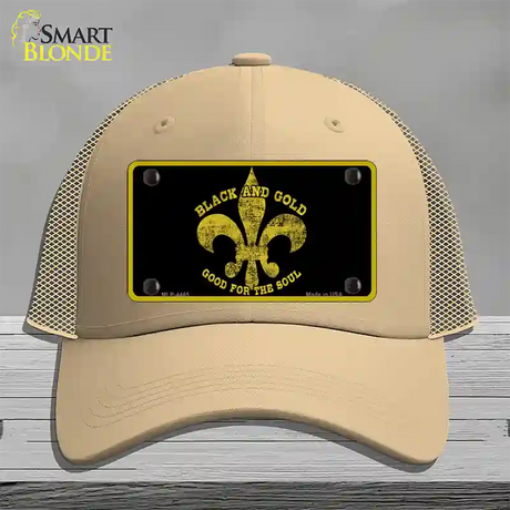 Saints Fleur De Lis Black Novelty License Plate Hat Mesh / Khaki