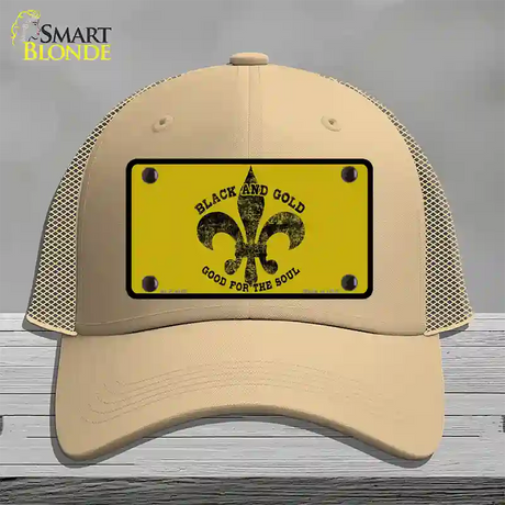 Saints Fleur De Lis Gold Novelty License Plate Hat Mesh / Khaki