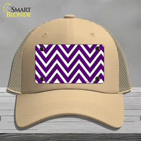 Purple White Large Chevron Novelty License Plate Hat Mesh / Khaki