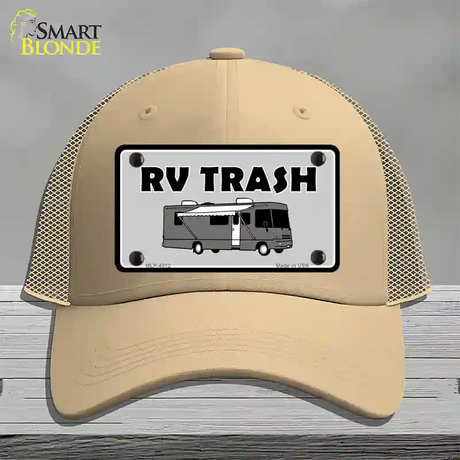 RV Trash Aluminum Automotive Novelty License Plate Hat Mesh / Khaki