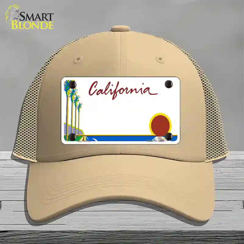 California Palm Trees State Blank Novelty License Plate Hat Mesh / Khaki