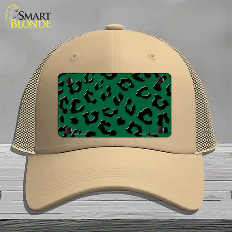 Green Black Cheetah Novelty License Plate Hat Mesh / Khaki