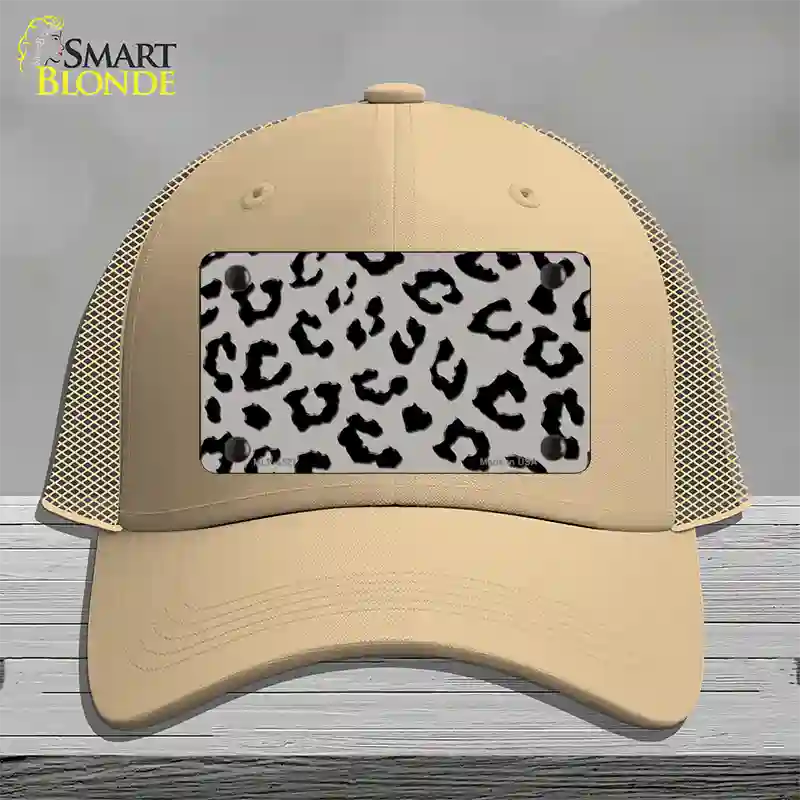 Grey Black Cheetah Novelty License Plate Hat Mesh / Khaki