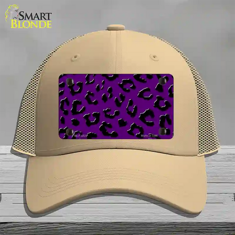 Purple Black Cheetah Novelty License Plate Hat Mesh / Khaki