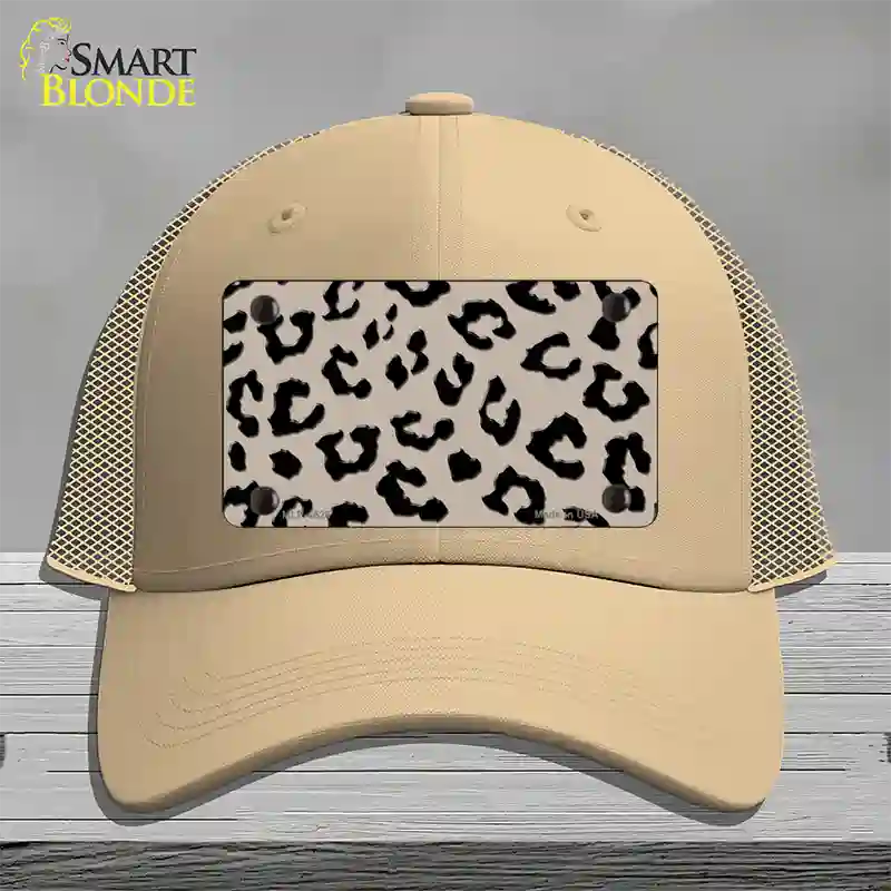 Tan Black Cheetah Novelty License Plate Hat Mesh / Khaki