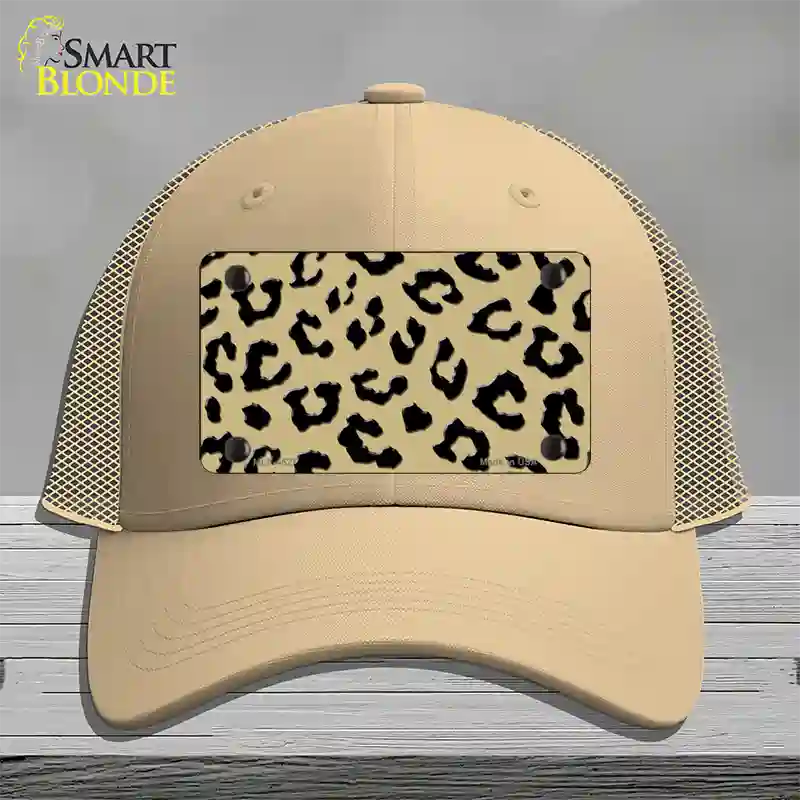 Gold Black Cheetah Novelty License Plate Hat Mesh / Khaki