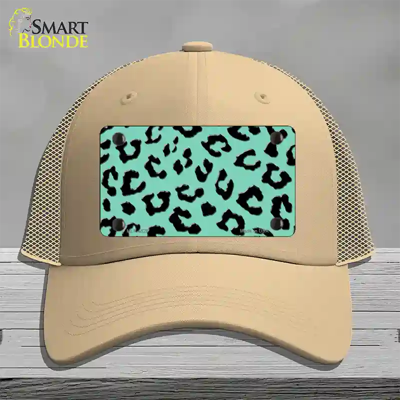 Mint Black Cheetah Novelty License Plate Hat Mesh / Khaki