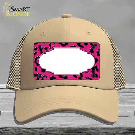 Pink Black Cheetah Scallop Novelty License Plate Hat Mesh / Khaki