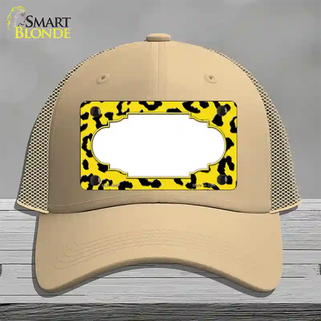 Yellow Black Cheetah Scallop Novelty License Plate Hat Mesh / Khaki