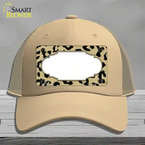 Gold Black Cheetah Scallop Novelty License Plate Hat Mesh / Khaki